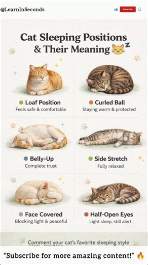 Cat sleeping position explained 🔥🔍#cat #sleeping #positions #shorts