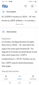 ′!464:4344\%filoQ Your questionD) □LMNP is rhombus m∠NLM=4... | Filo