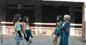 Two duos of girls competing in dance competition meet against each other, challenge each other to better choreography.