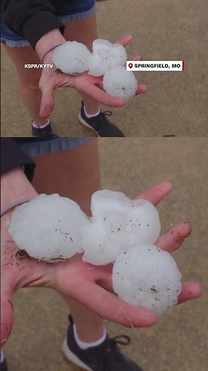 Giant hail smashes car windshield