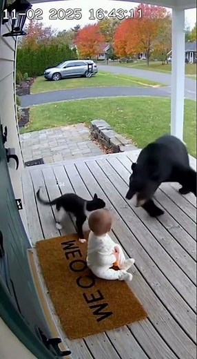Brave Cat ATTACKS Bear to Protect Baby! 🤯