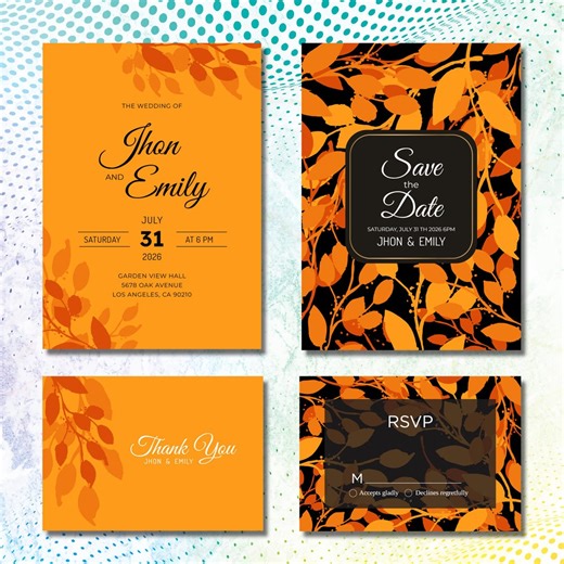 Autumn Leaves Wedding Invitation Template | Rustic Invite (digital Download) - Etsy