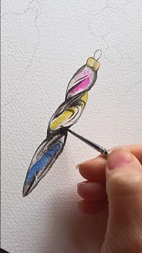 watch me watercolour a vintage Christmas tree decoration 🌲 #christmas