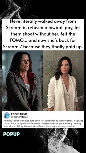 Neve literally walked away from Scream 6, refused a lowball pay, let them shoot without her. felt th