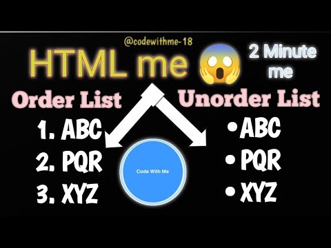 Ordered & Unordered list From HTML in just 2 minutes 😱 | @codewithme-18 