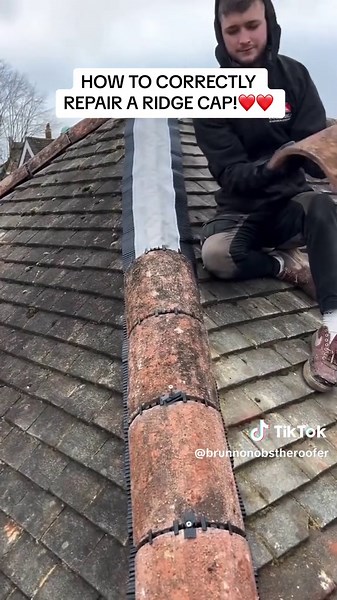 HOW TO CORRECTLY REPAIR A RIDGE CAP!❤️❤️ yuck foam!!🤢🤮 #brunnonobs #roofrestoration #roofrepair #roofleak #roofleakrepairs #hireaprofessional #roofing #roofinglife #ilearnedontiktok #teaching #learning #mustwatch #tutorialvideo #bluecollar #viral #fyp #construction