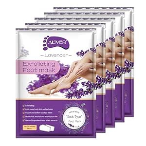 Foot Peel Mask - 5 Pack Foot Mask for Dry Dead Skin, Callus, Repair Rough Heels - Make Your Feet Baby Soft Get Smooth Silky Skin - Lavender