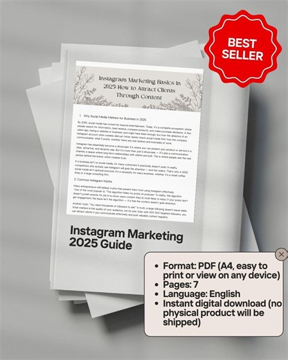 Instagram Marketing 2025 Guide | Social Media Basics PDF | Attract Clients Through Content - Etsy