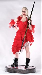 It's been so long since I wore my Harley cosplay! I made this before I felt confident patterning full cosplays so I bought a red dress, tulle and glued lots of sequins on. I did however design and make the javelin and still sell the files. I cut all the details with foam using my @cricut. It was a task and now I do a lot of 3d-modelling I'd probably do that instead but hey if it works, it works. Fun fact: this was the first ever time I used my turntable in 2021! I always wanted one and was surpr