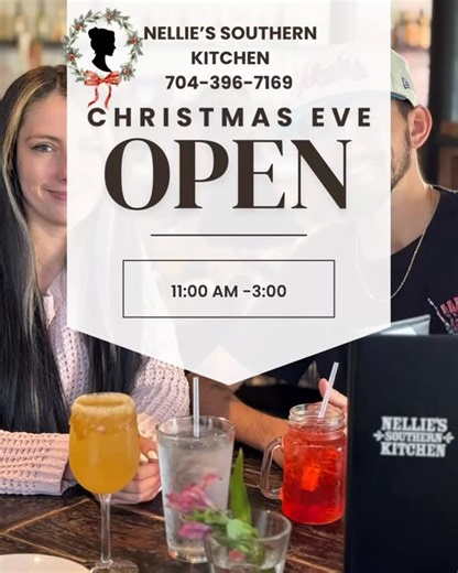 🎄 We’re OPEN today from 11 AM – 3 PM! 🎄 Bring the family, grab a table, and start Christmas the right way — with comfort food, good company, and Southern hospitality at Nellie’s Southern Kitchen. No cooking. No stress. Just come hungry ❤️ See y’all soon! #BelmontNC #GoGaston #SouthernComfort #ChristmasEats #FamilyTime | Nellie's Southern Kitchen