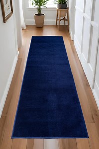 Machine Washable Navy Blue Runner Rug: Skid Resistant, Custom Size up to 50 Feet - Etsy