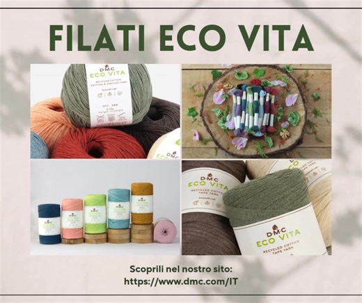 🌿Scopri ECO VITA 🌿 I filati DMC sostenibili e concepiti per il futuro del pianeta 🌎 Clicca sul link per vedere tutti i filati disponibili: https://www.dmc.com/IT/it/threads-yarns/dmc-eco-vita-thread-yarn?q= | DMC