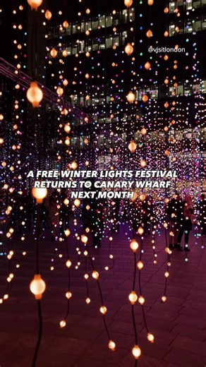 Your January is about to glow as Winter Lights returns to Canary Wharf London✨💡 One of London’s largest light festivals, Winter Lights transforms the area into a stunning open-air gallery, featuring glowing artworks and interactive installations from some of the world’s most innovative artists. The festival is free to visit and lights up Canary Wharf every evening from 5–10pm, 20–31 January. Will this be on your London winter activity list? 📍 Canary Wharf #LondonMakesItPossible #VisitLondon #C
