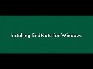 Installing EndNote for Windows