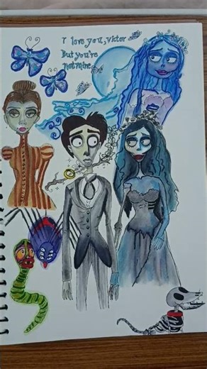 The corpse bride 👰‍♂ 🐕💀🩵 #corpsebride #art #sketching #illustrationart #animationmovie #timburton
