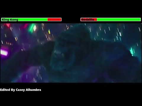 Godzilla vs. Kong (2021) Hong Kong Battle with healthbars