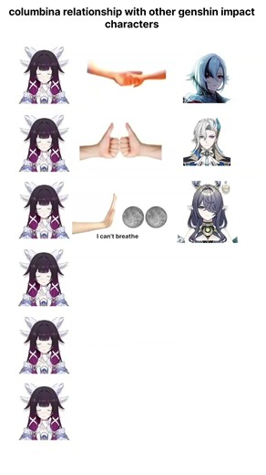 columbina relationship with other genshin impact characters #genshin #genshinimpact #columbina