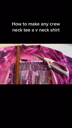 Easy #tutorial to create a no sew v neck tee from any crew neck shirt. #boutiqueclothing #plumcrazy #vnecktshirt #bleachedshirts #transformation