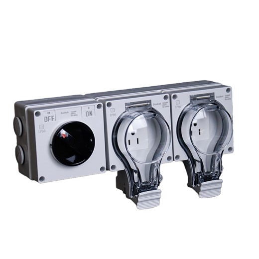 American Outdoor Rainproof IP66 Waterproof Socket Switch Two Plug 16A Industrial Socket Outdoor Charging Power Socket