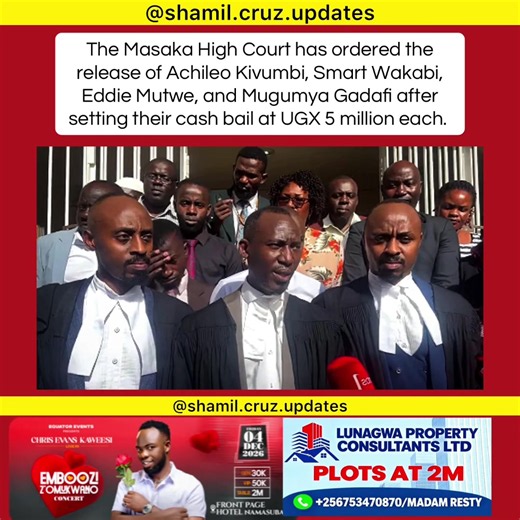 Masaka High Court Sets Bail for Achileo Kivumbi & Others at UGX 5M