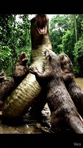 Giant Otter with Python: Who Will Survive the Hunt? #animation #familyfriendly #funny #animat #movie