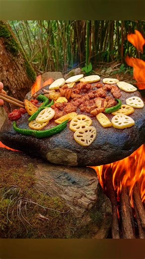 “Exploding Stone Cooking Danger! 🔥💥” #StoneCooking #OutdoorCooking #SurvivalTips