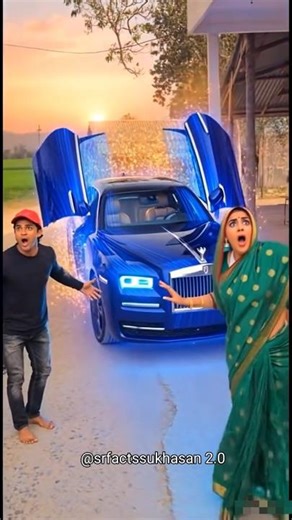 Glowing Rolls-Royce Appears on the Road 😲 Magic Car Scene #shorts #viralshort #shortfeed #funny