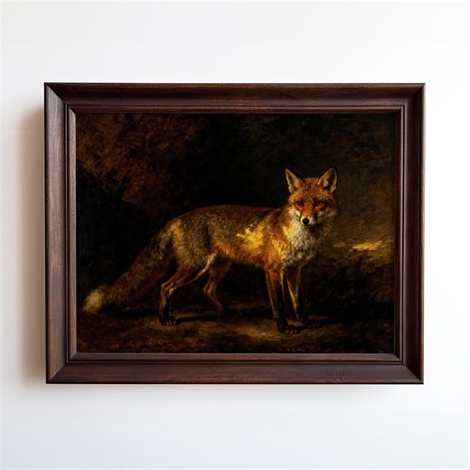 Antique Red Fox Painting in Woodland Setting, Vintage Wildlife Art Print – Framed or Unframed. - Etsy