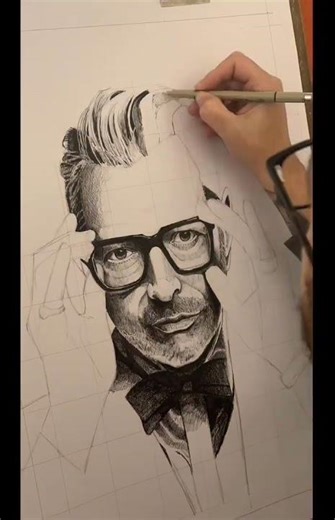 Time lapse drawing of Jeff Goldblum #jeffgoldblum #art #timelapsedrawing #pendrawing #portrait