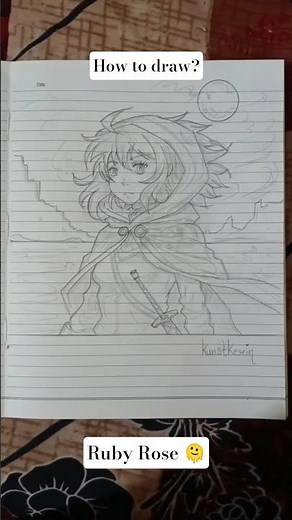 Ruby Rose Pencil Sketch 🔥 | RWBY Anime Drawing #shorts