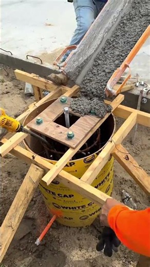 Precision Foundation Work: Filling Column Forms with Concrete #shorts