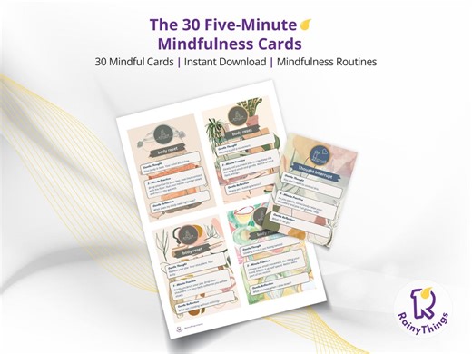 5 Minute Mindfulness Cards | Daily Grounding Practices for Stress & Burnout | Self Care Printable Deck - Etsy