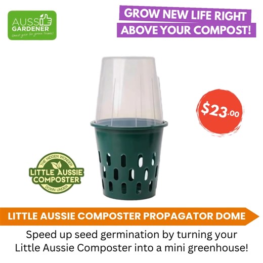 Grow Your Garden Faster with the Little Aussie Composter Propagator Dome! Why You'll Love It: Accelerated Growth: The heat from your compost helps seeds germinate faster, so you can enjoy your garden bounty sooner. Eco-Friendly: Not only are you composting, but you're also using that heat to grow your plants sustainably. It's a win-win for Mother Earth! Versatile Use: Whether you're starting seedlings or planting directly in your veggie beds, this dome is a game changer. It's designed to fit per
