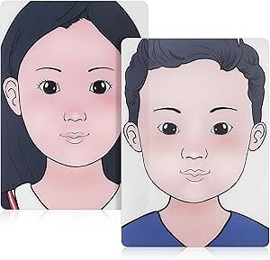 NUOBESTY Face Painting Practice Board Reusable Makeup Board Face Makeup Exercise Tool Boy Girl Painting Exercise Template 2pcs