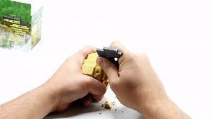 Minecraft Mine Kit – Dig Your Own Mystery Block with Mini‑Figure, Iron Pickaxe, Water‑Soak Mining Activity, Collectible Gold‑Plated Creeper (1‑in‑48), Gift for Kids 3+