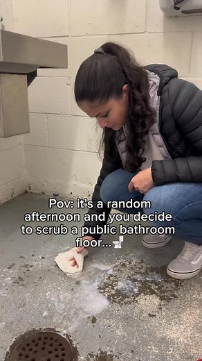 Pov: it’s a random afternoon and you decide to scrub a public bathroom floor… #cleaning #deepcleaning #asmrclean | Quick’n Brite All Purpose Cleaner