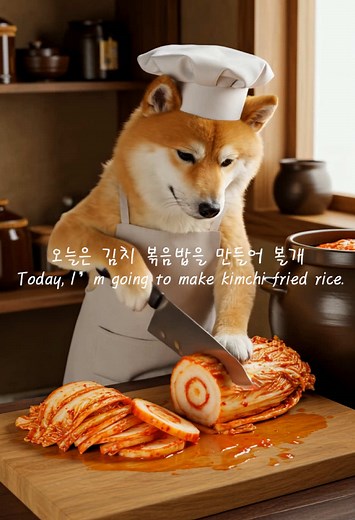 진돗개 셰프와 함께하는 김치볶음밥 만들기