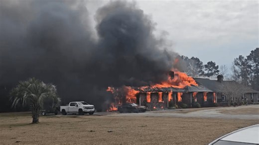 Large Georgetown house fire triggers response from 2 neighboring counties