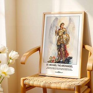 Archangel Michael Watercolor Art Print | Saint Michael Angel Christian Wall Decor. - Etsy