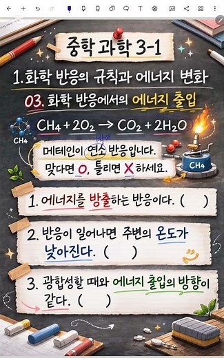 [중3 과학] 1학기_1단원_시험 치기 전에 꼭 봐야 할 문제 유형 (흡열/발열 반응, 연소)