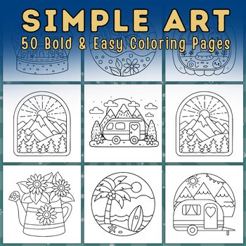 Bold and Easy Simple Art Coloring Pages: 50 Printable Coloring Sheets PDF
