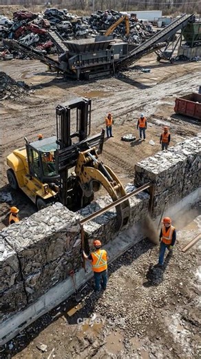 Building a garage from crushed cars 😳 #DIY #recycling #satisfying
