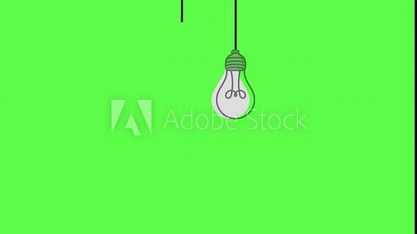2d animated bulbs for new ideas innovation creations tips tricks bulb icon symbols cartoon for presentation. Green screen Background.