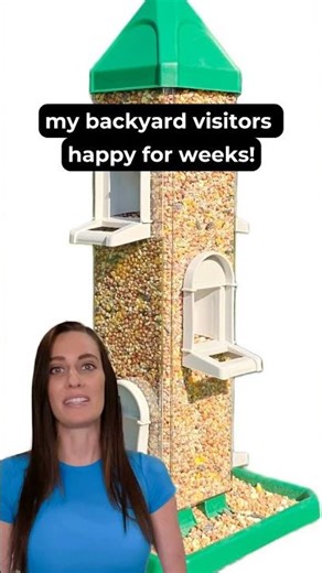 Green Square Tube Bird Feeders with 6 Feeding Ports for Outdoors Hanging
