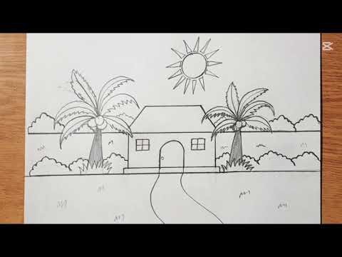 Portrait Scenery Drawing|How To Draw House 🏠 Scenery