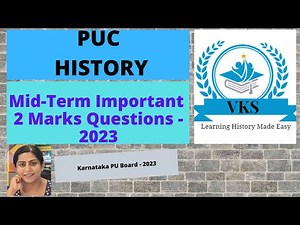 II PUC HISTORY; Mid-Term Important 2 Marks Questions 2023; Subject: II PU History;Karnataka PU Board