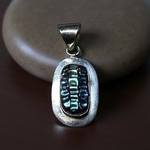 Sterling Silver Dichroic Glass Pendant – Artisan Handmade Modern Oval