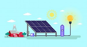 Flat illustration. Concept of working of solar panels. innovation of...