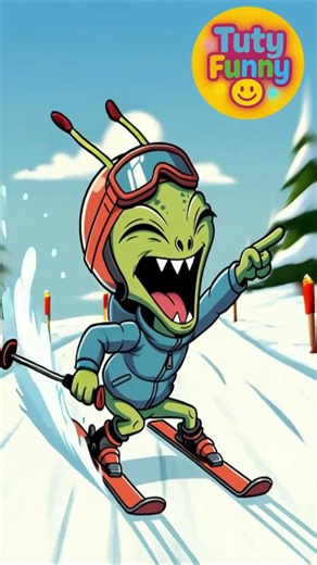 Alien Goes Skiing for the First Time