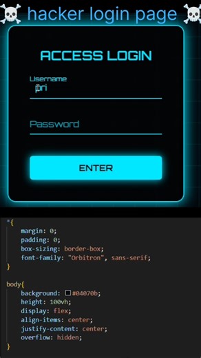"Hacker Style Login Page 🔥 | Neon Cyber UI | HTML CSS Login Page"